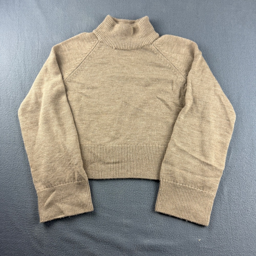 Quince Sweater Women's S Brown Merino Wool Cropped Mock Neck Malted Tofu Minimal
